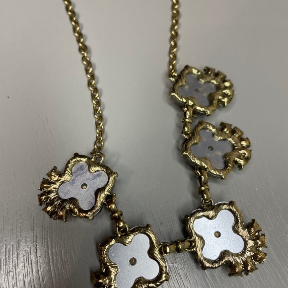 Gold tone and denim blue statement necklace - Picture 3 of 3